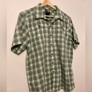 The North Face Green and White Plaid Shirt